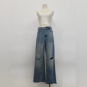 Zara Light Blue Wide Leg Jeans